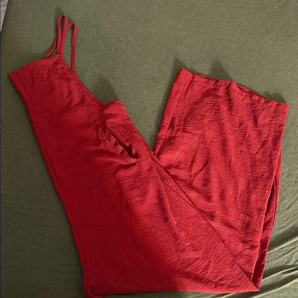 Red Sleeveless Jumpsuit